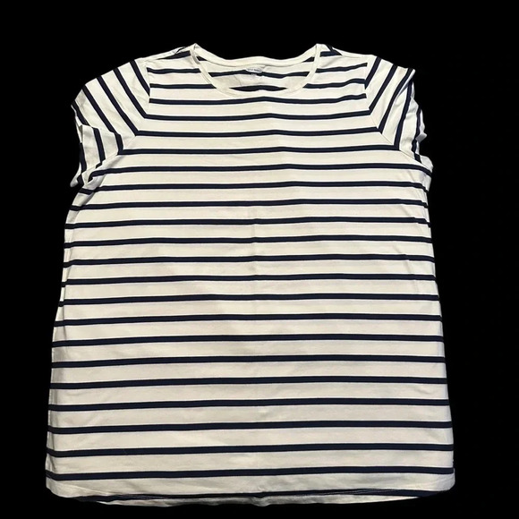Old Navy Slim Fit 4X White T-Shirt with Navy Stripes - Picture 2 of 4